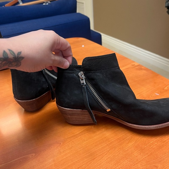 Sam Edelman PACKER Womens 8M Black Suede Leather DualSide Zips Ankle Boots Fall - Picture 12 of 13